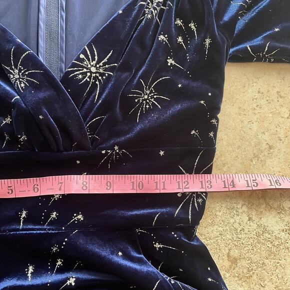 ModCloth x Collectif Vixen Match Fireworks Print Blue Velvet Midi Dress - Picture 11 of 13